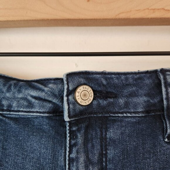 Pacsun High Rise Super Stretch Shortie Jean Shorts Medium Wash Denim 27 - Picture 3 of 6